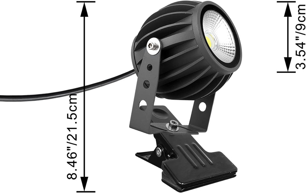 Kiven LED Clip Light with Timer Outlet, Auto On/Off, Waterproof/Rainproof, 10W (60W Equivalent), 9.8ft Cord, for Outdoor Stalls, Signs, Garden, Stairs