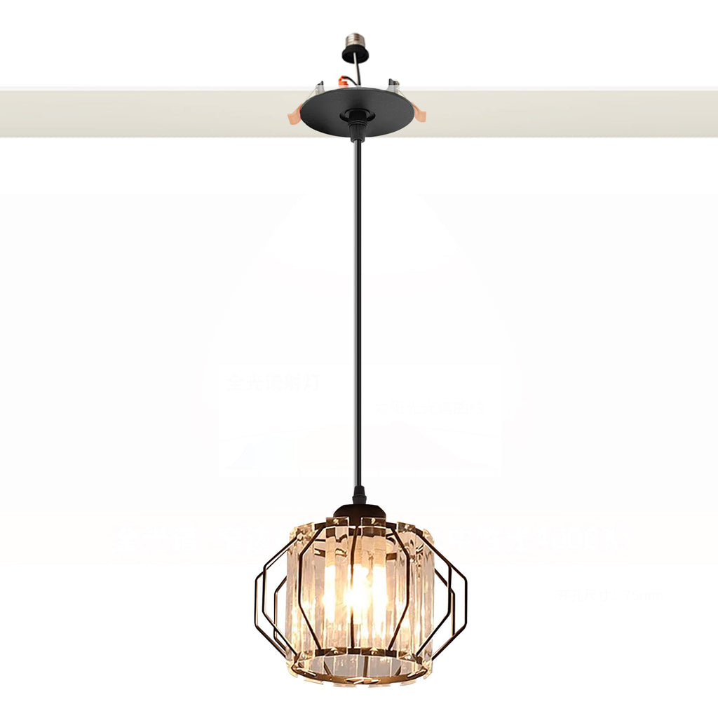 Kiven Can Lights Retrofit Recessed Lighting with E26 Power Outlet Adapter, Replacement Conversion Kit for 2-3.5in Holes, Modern Crystal Pendant Lighting for Kitchen Living Room Hallway Silver XDD363