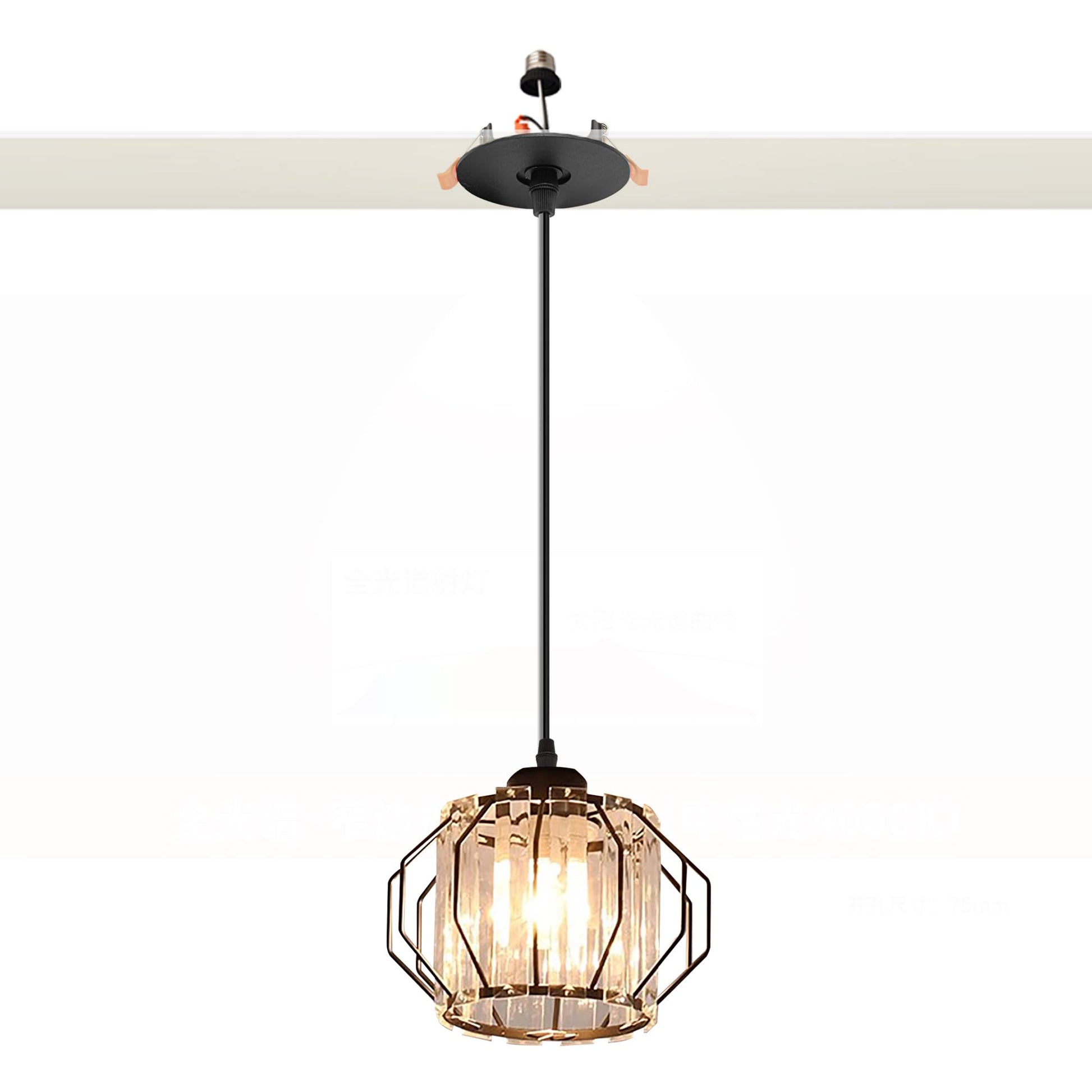 Kiven Can Lights Retrofit Recessed Lighting with E26 Power Outlet Adapter, Replacement Conversion Kit for 2-3.5in Holes, Modern Crystal Pendant Lighting for Kitchen Living Room Hallway Silver XDD363