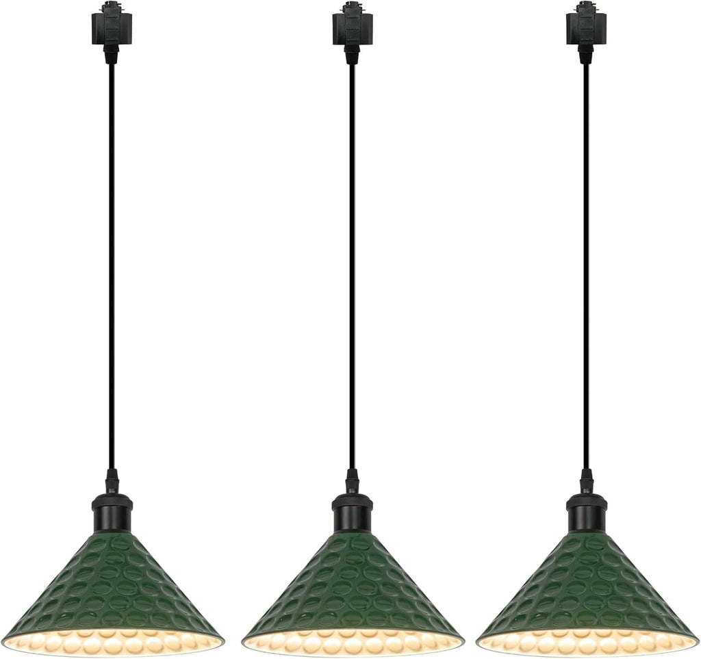 Kiven H-Type Track Lighting, 3-Light Modern Halo Track Pendant Light with Built-in Cable Wrapper, H Track Light Pedant Adjustable Length for Kitchen Shop, Black Finish, Gold Inner