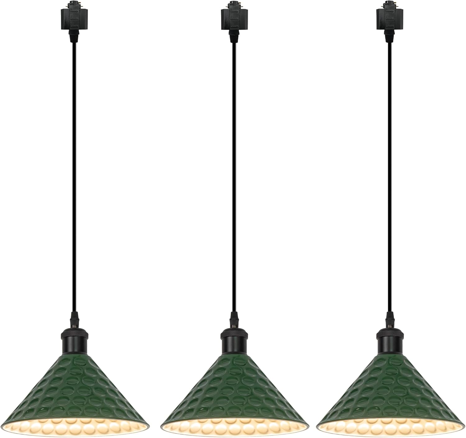 Kiven H-Type Track Lighting, 3-Light Modern Halo Track Pendant Light with Built-in Cable Wrapper, H Track Light Pedant Adjustable Length for Kitchen Shop, Black Finish, Gold Inner