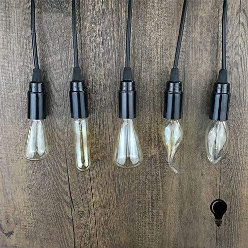 Kiven Flush Mount Pendant Light Fixture Kit with Adjustable 4ft Cord Mini E12 Black Base Edison Industrial Vintage Style Lampholder Hanging Light Kit for Kitchen Bedroom Home Corridor Studio Office,2-Pack