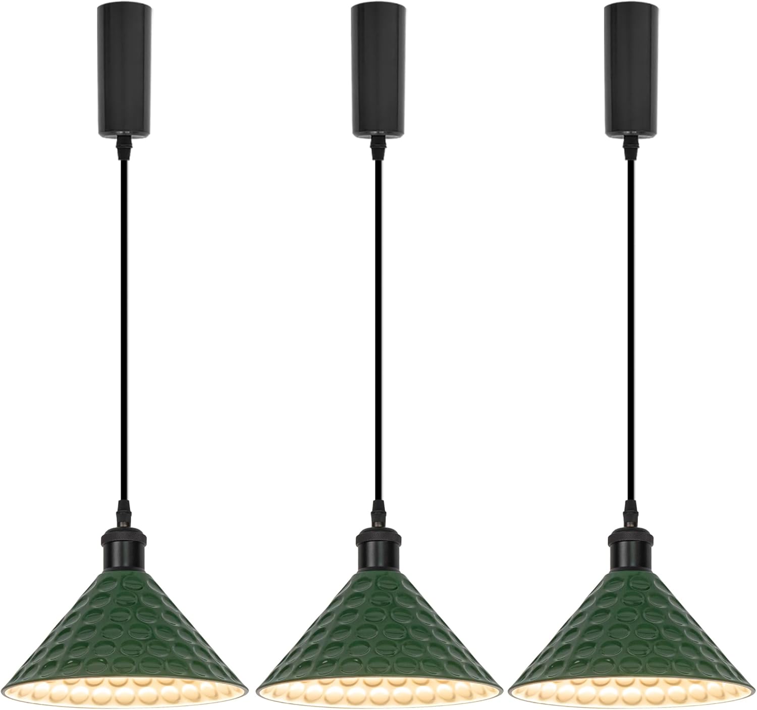 Kiven H-Type Track Lighting, 3-Light Modern Halo Track Pendant Light with Built-in Cable Wrapper, H Track Light Pedant Adjustable Length for Kitchen Shop, Black Finish, Gold Inner