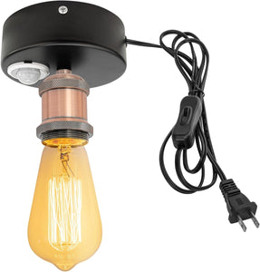 Motion Activated Ceiling Light Plug-in Industrial Lights Adjusted Delay Time for Bathroom Hallway