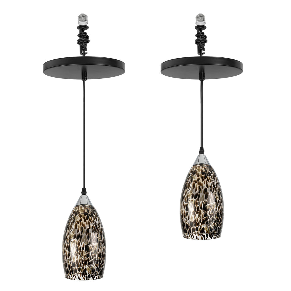 Kiven Instant Light Conversion Kit for 4/5/6inch Hole, 2 Pack Art Glass Farmhouse Lighting Recessed Can Light Conversion Kit to Pendant with E26 Screw-in Adapter for Kitchen Living Hallway