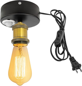 Motion Activated Ceiling Light Plug-in Industrial Lights Adjusted Delay Time for Bathroom Hallway