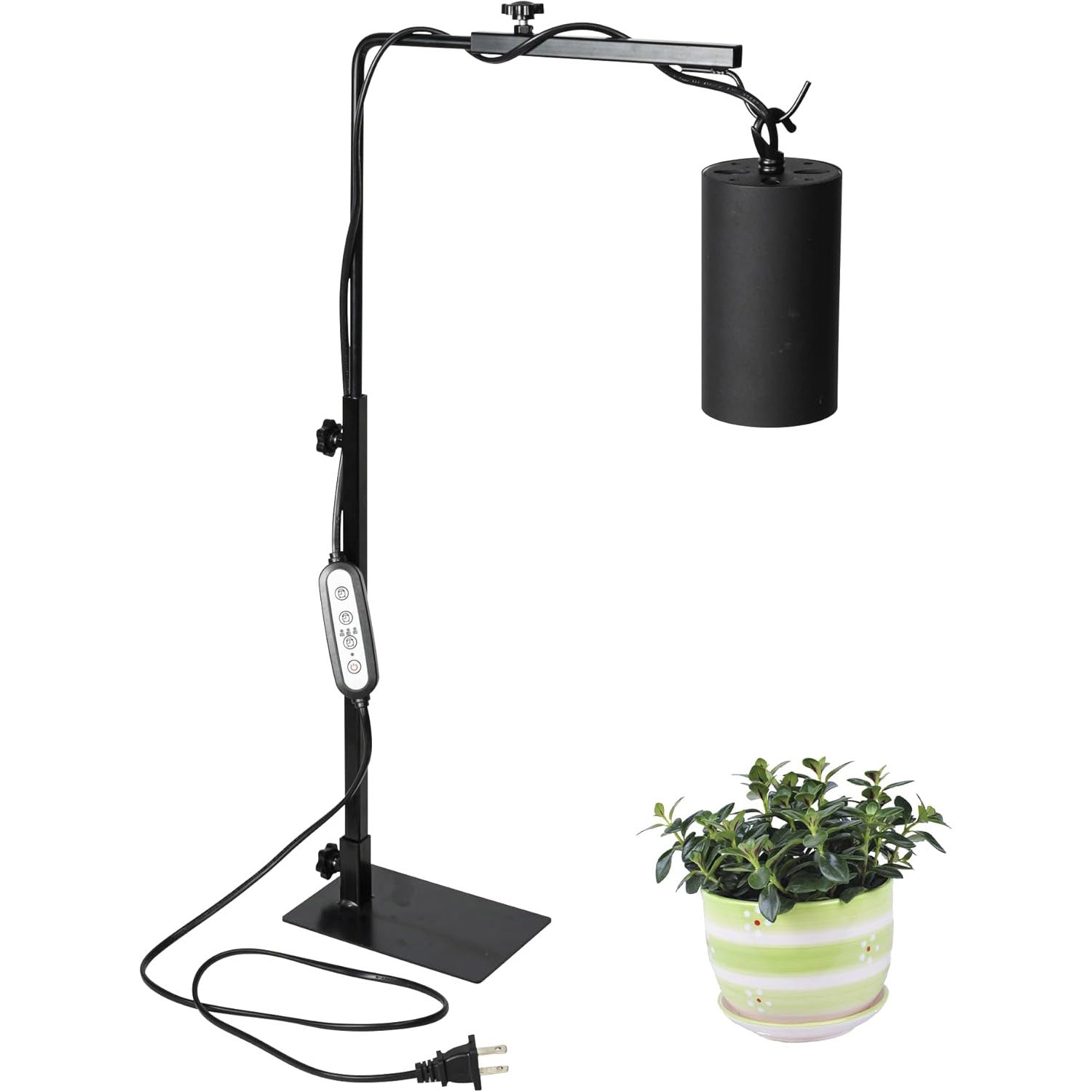 Black Adjustable Height Plant Grow Light with 7W Lamp, Perfect for Indoor Plant Growth and Aquariums.