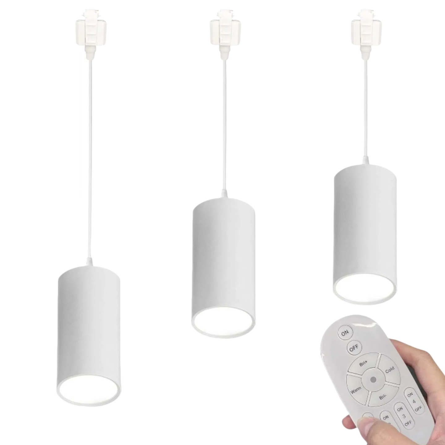 Remote Control 7W LED Track Linear Look White Pendant Lights H-Type Track Light with Focused Adjustable Industrial COB LED Dimmable for Dining Rooms 3 Lights Customizable GDTB2601-W-30cm
