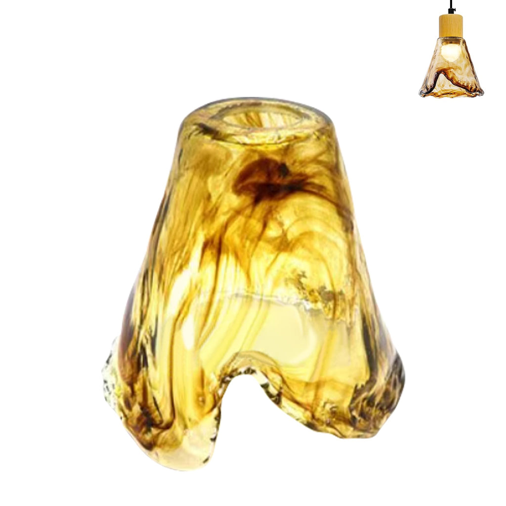 5.5" Amber Glass Cone Bell Lamp Shade Replacement, Brown Delicate Texture Glass Cover, DIY Torchiere Shade Decorative for Pendant Light Table Lamp Swag Ceiling Lamp Wall Sconce