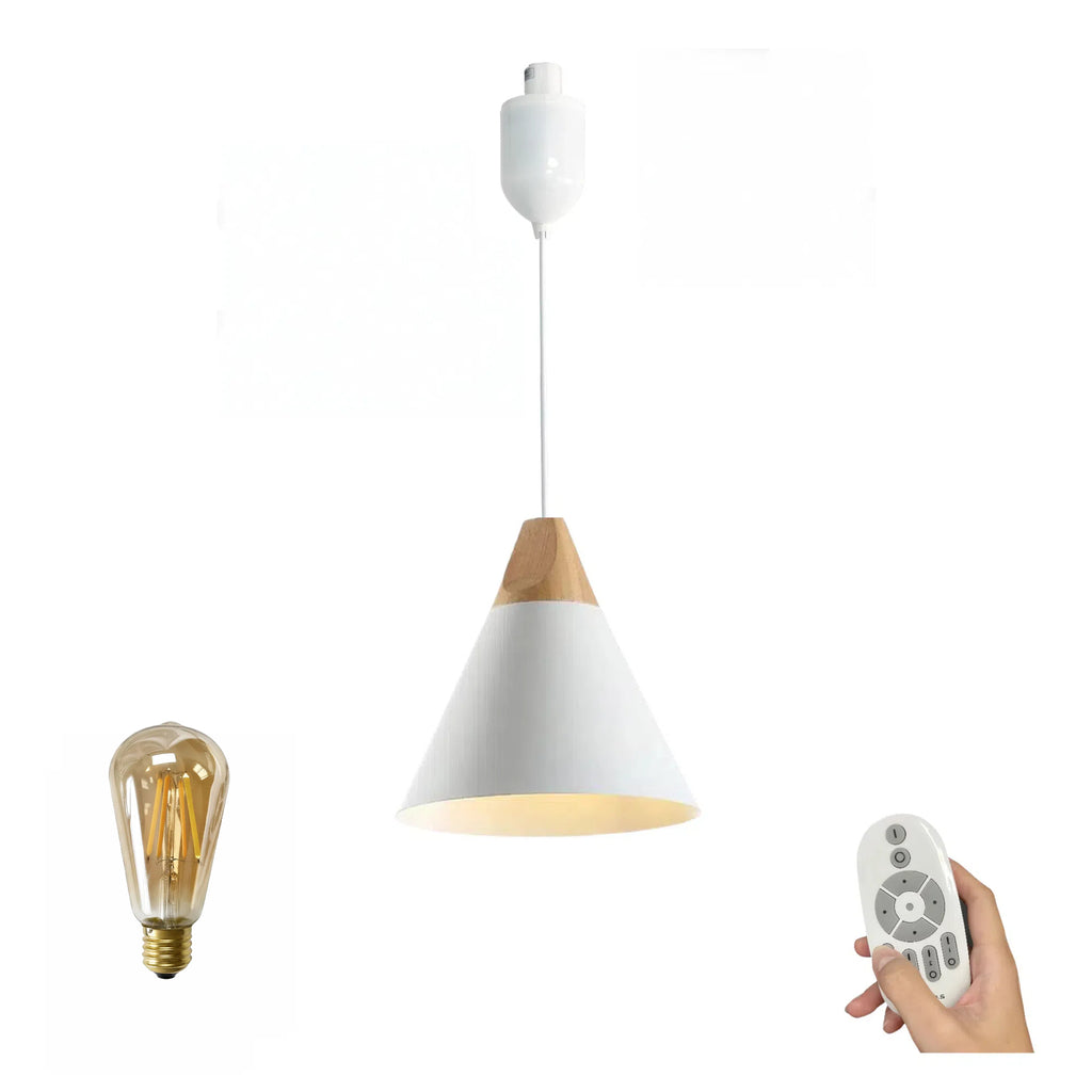 Adjustable Track Pendant Light White Nordic Style H-Type Track Light with a Dimmable Bulb for Kitchen Island, Living Room