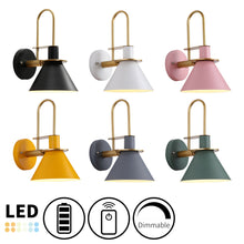 Load image into Gallery viewer, Battery Wireless Gooseneck Stem Pink/Yellow Wall Sconce Remote Dimmable