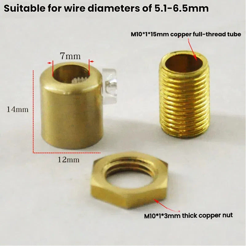 Kiven Wire Locking Device, Pure Copper Clip Wire Lock, 3-7mm Wire Tightening Regulator, Pendant Light Fixture Hanging Wire Fixing