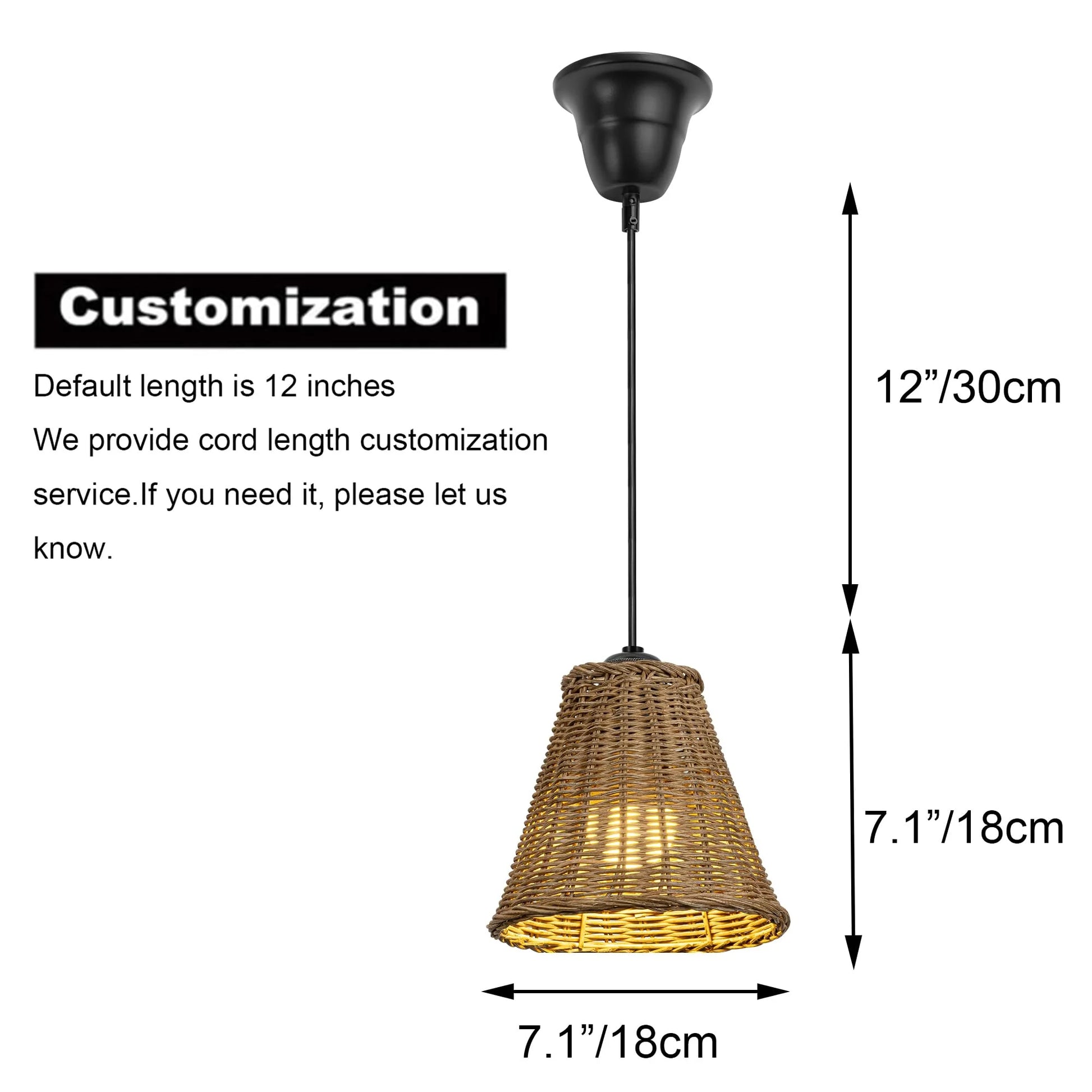 Kiven Farmhouse Pendant Light with E26 Screw-in Adapter, Exposed Ceiling Light to Pendant, Converts Bulb Socket to Pendant Light, Adjustable Height Renter-friendly Pendant Lighting
