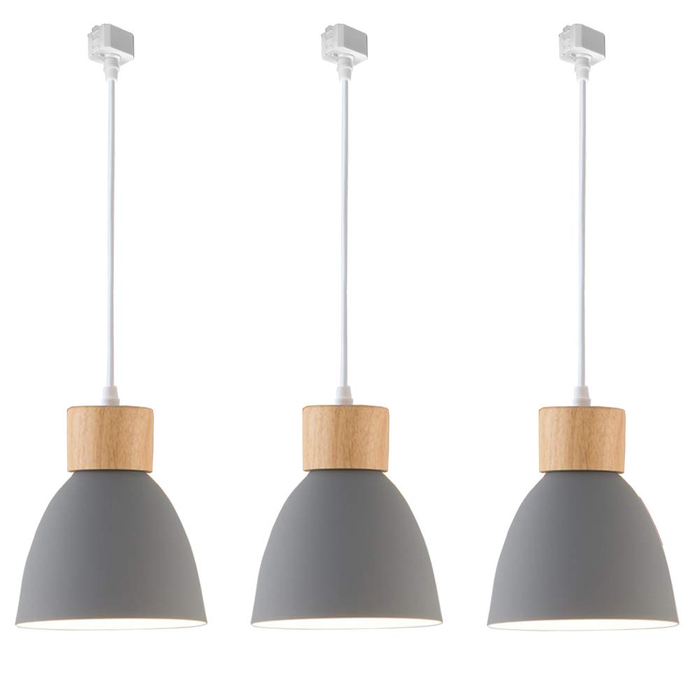 Kiven 3-Lights H-Type Track Pendant Lights, Dimmable Track Mount Pendant Lighting Fixtures White/Blue Macaron Aluminum Shade Adjustable Height
