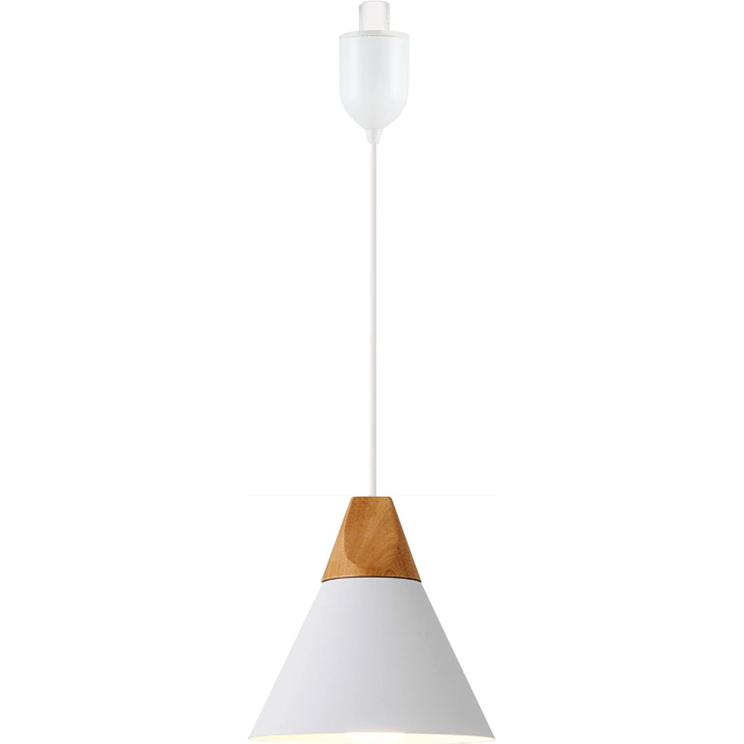 Kiven H-Type Track Lighting Light Fixture, White Modern Metal Track Pendant Light with Built-in Cable Wrapper, Adjustable Length for Bedroom Kitchen Home Lighting, 1-Light