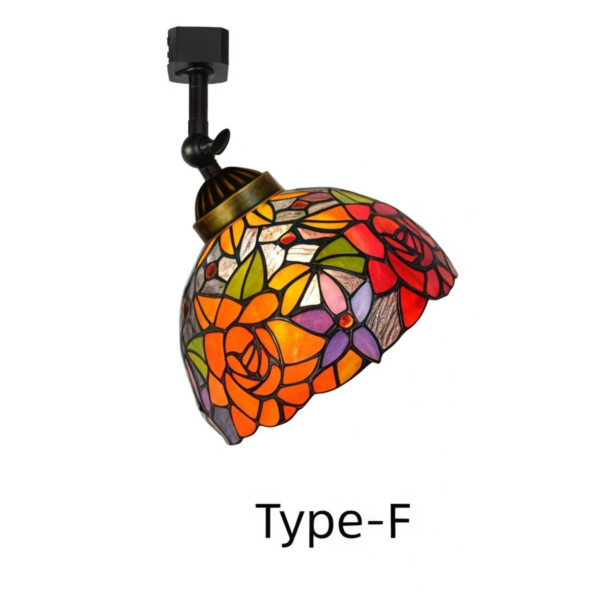 Kiven Dimmable H-Type Track Head Lighting Adjustable Angle Tiffany Ceiling Light Colorful Dragonfly Glass Shade Handmade Track Light Fixture for Gallery Mirror Front(No Track)