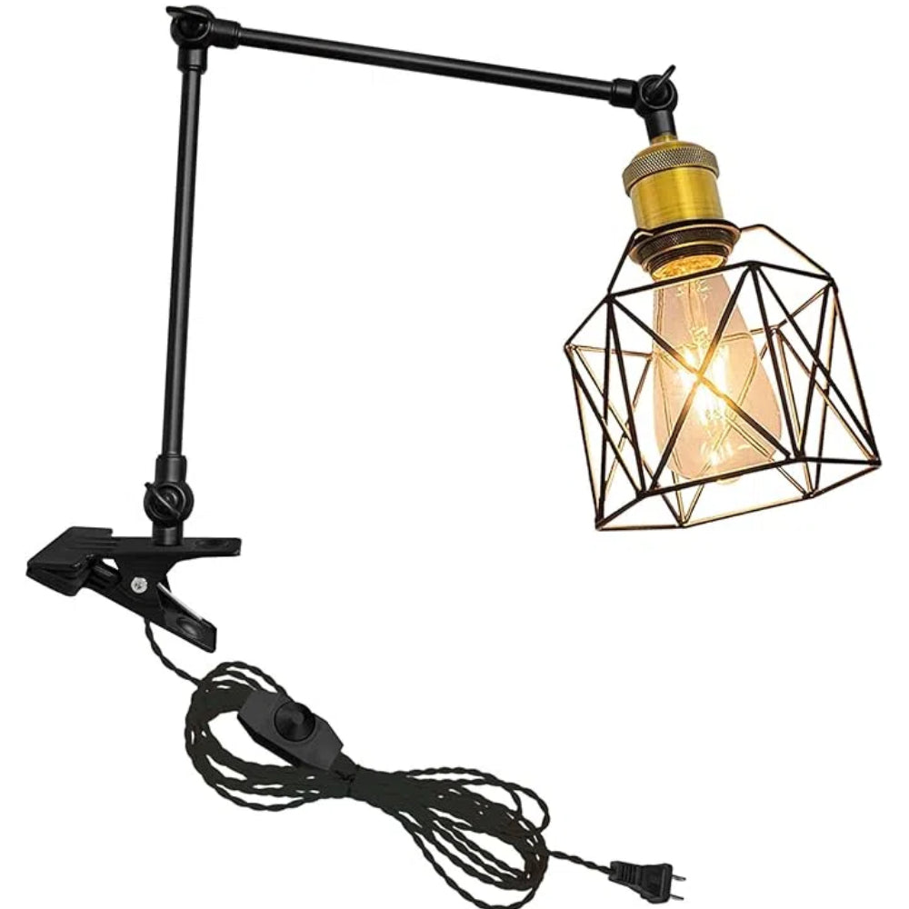 Kiven Plug-in Modern Clip-on Desk Lamp, 1-Light Nightstand Lamp with Flexible Arm, 8.2FT Plug in Cord, Decorative Clamp Lamp for Office Home Bookshelf Bedside Farmhouse Decor,Gold Finish