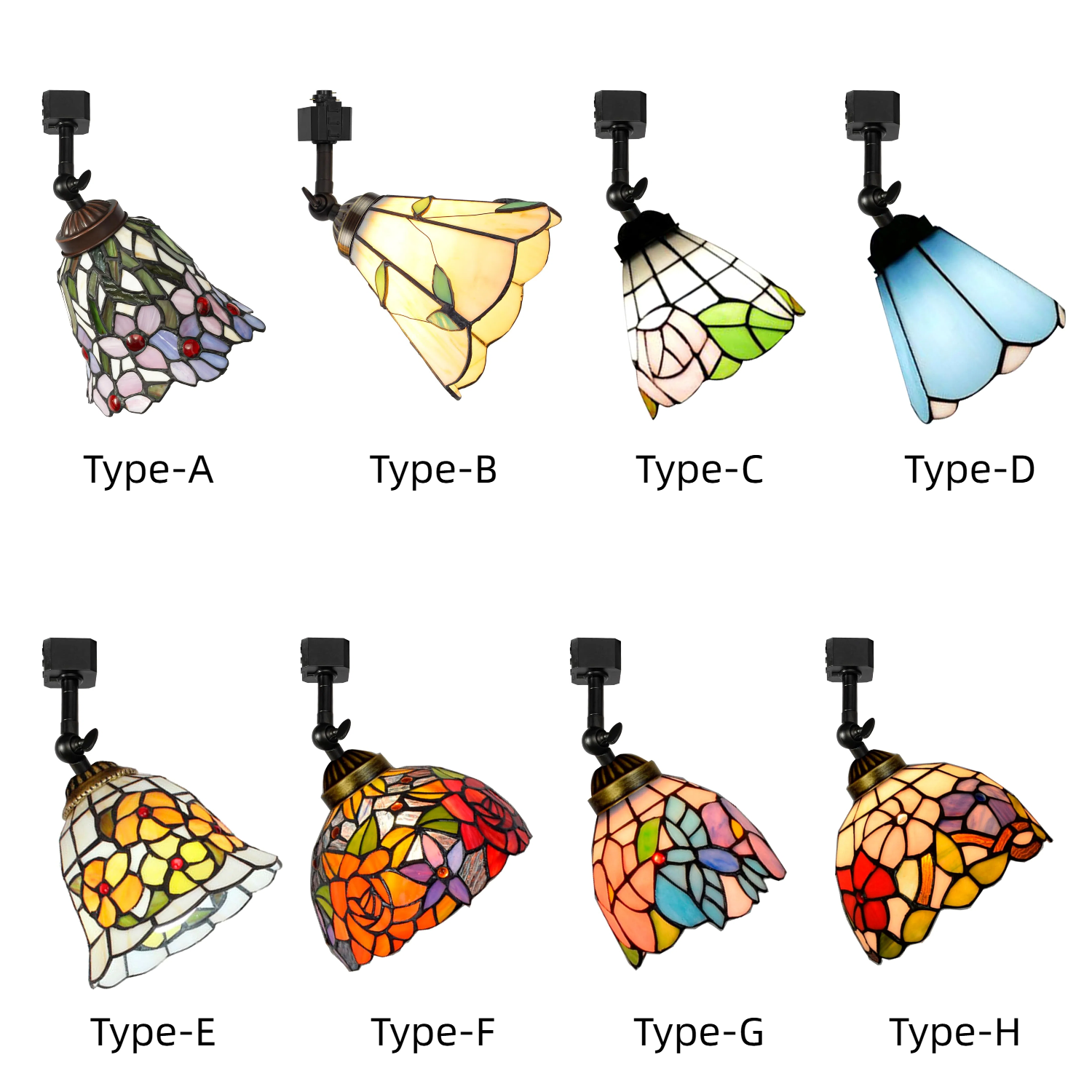 Kiven Dimmable H-Type Track Head Lighting Adjustable Angle Tiffany Ceiling Light Colorful Dragonfly Glass Shade Handmade Track Light Fixture for Gallery Mirror Front(No Track)