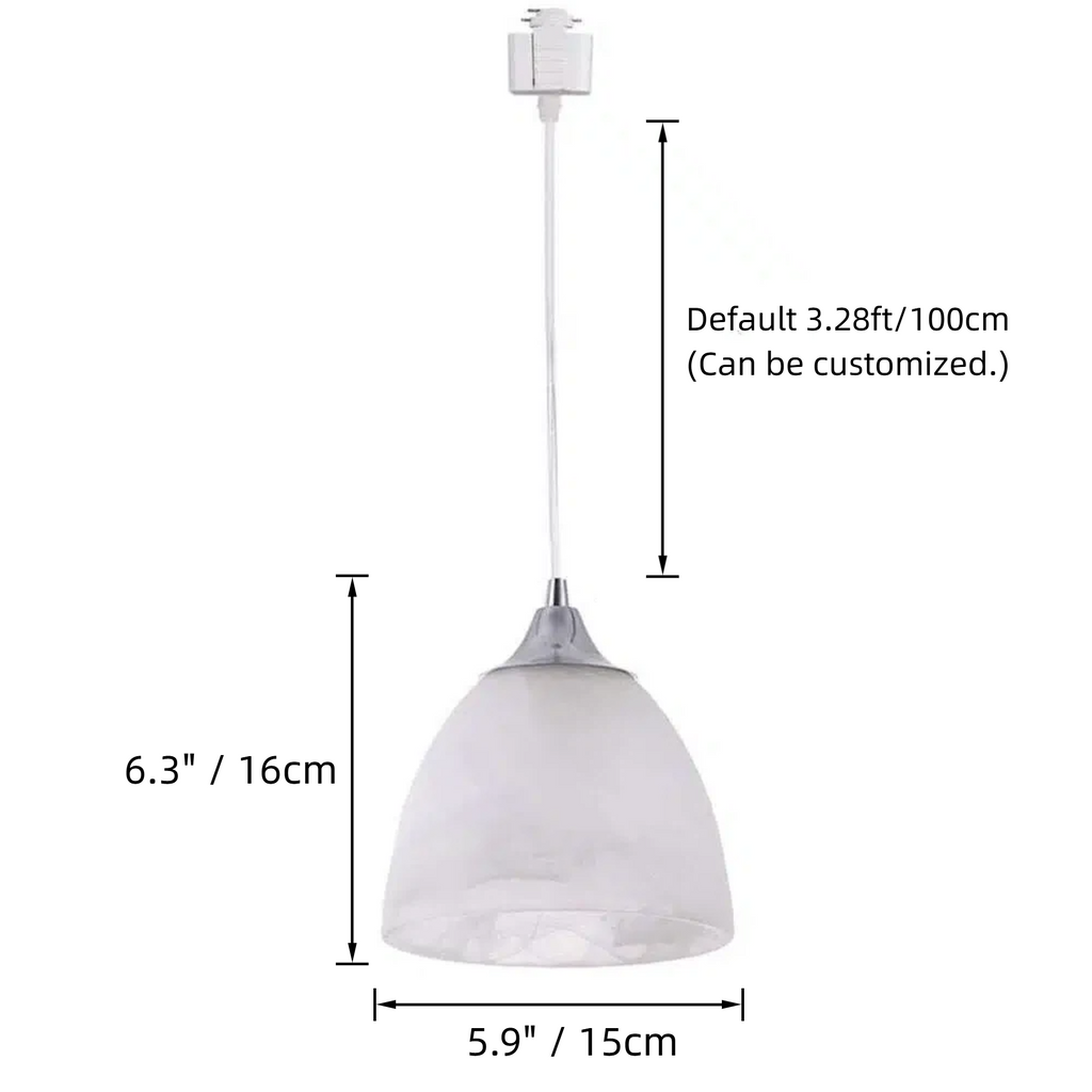 Frosted white glass shade track pendant light, 3.28 feet, for kitchen, bedroom or study room. Modern lighting design.