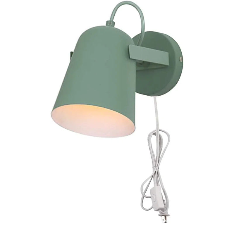 Kiven Plug-in Wall Sconce Lamps Lighting Fixture with in-line Cord Toggle Switch,Green Macaron Wall lamp with Frosted Paint Body Bedside lamp Bathroom Vanity Lights