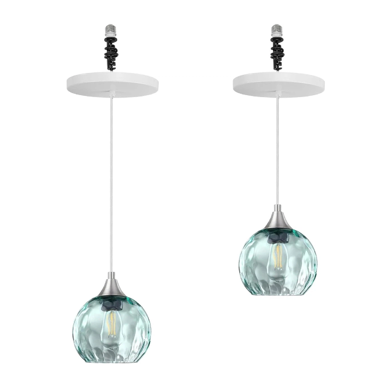 Kiven Instant Light Conversion Kit for 4/5/6 inch Hole,Green Glass Farmhouse Lighting Recessed Can Light Conversion Kit to Pendant with E26 Screw-in Adapter for Kitchen Island Living