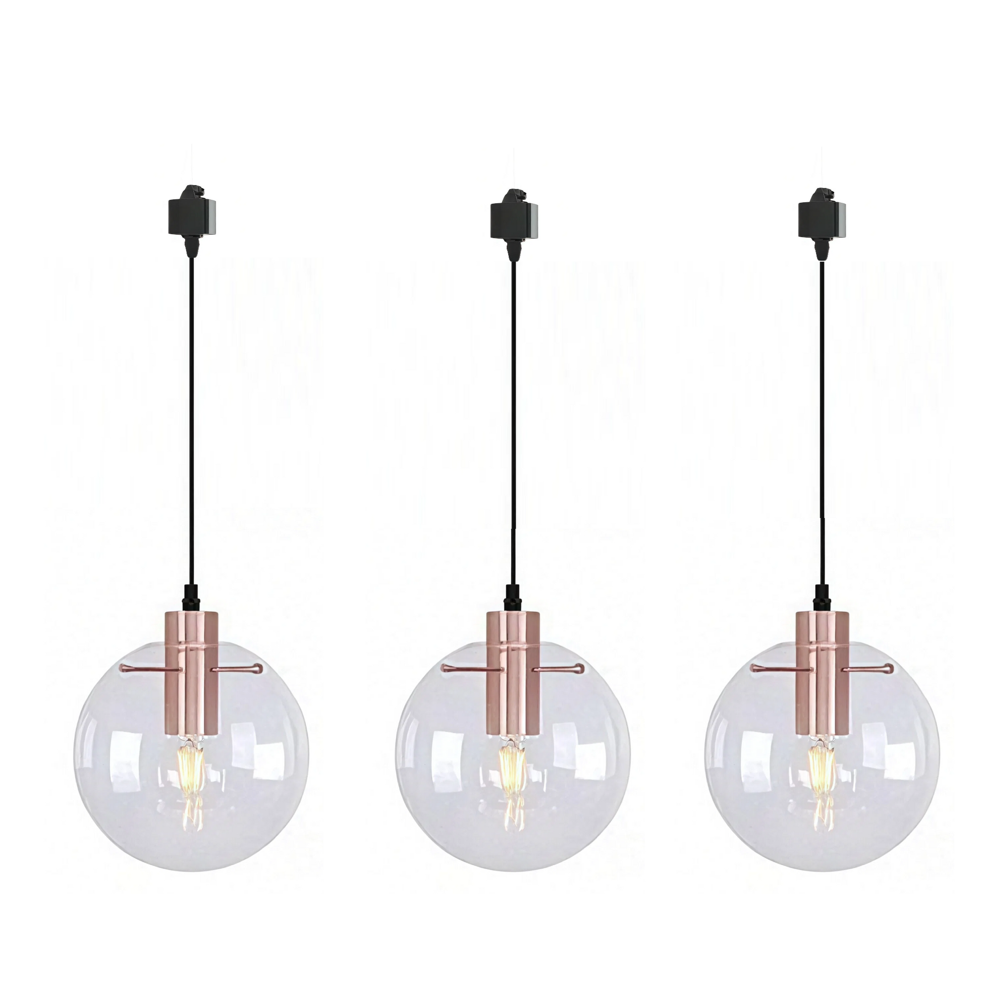 Kiven H-Type Track Lighting Light fixture, Modern Halo Track Pendant Light with Built-in Cable Wrapper and Glass Lampshade, Adjustable Length for Bedroom Kitchen Shop,Black Finish,1-Light