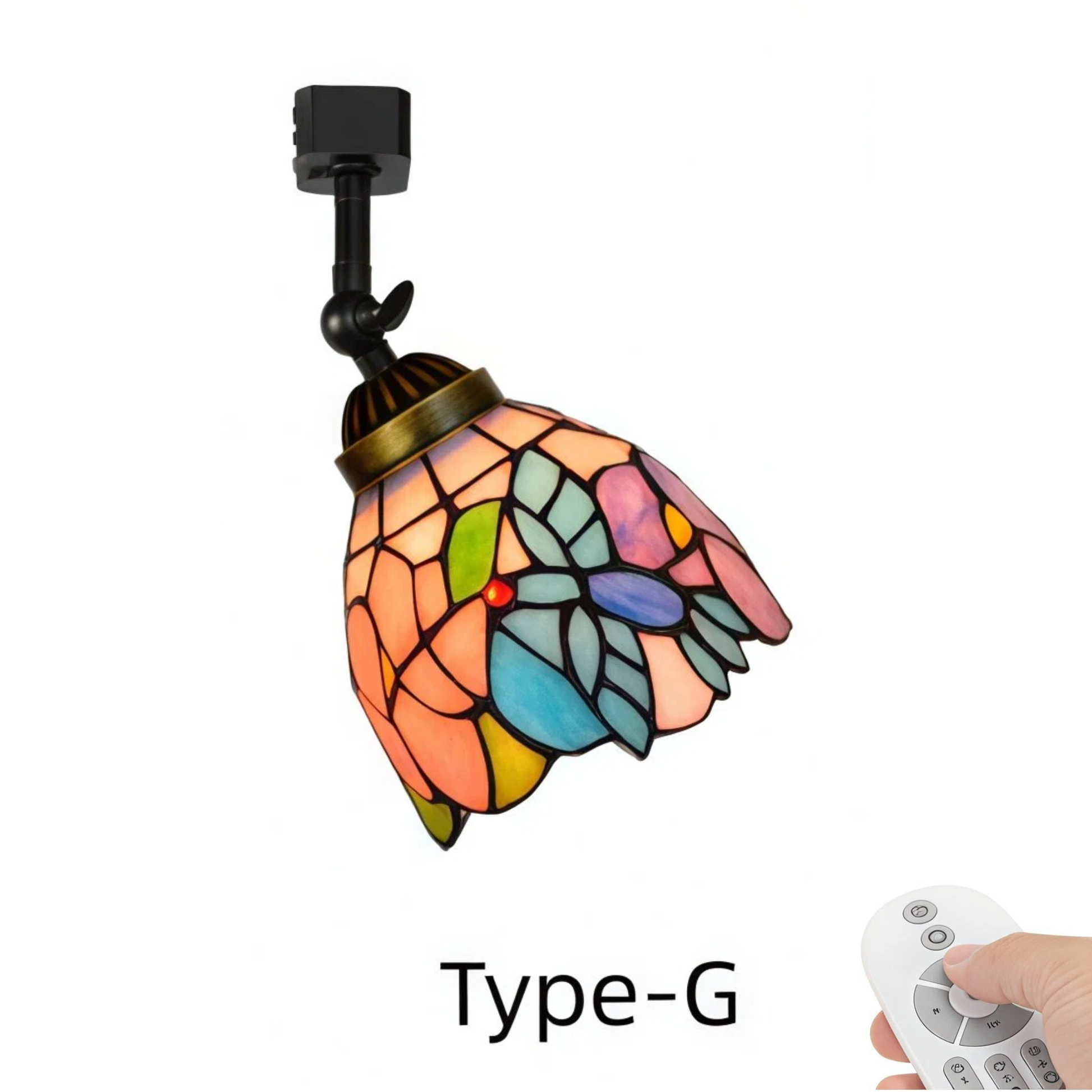 Kiven Dimmable H-Type Track Head Lighting Adjustable Angle Tiffany Ceiling Light Colorful Dragonfly Glass Shade Handmade Track Light Fixture for Gallery Mirror Front(No Track)