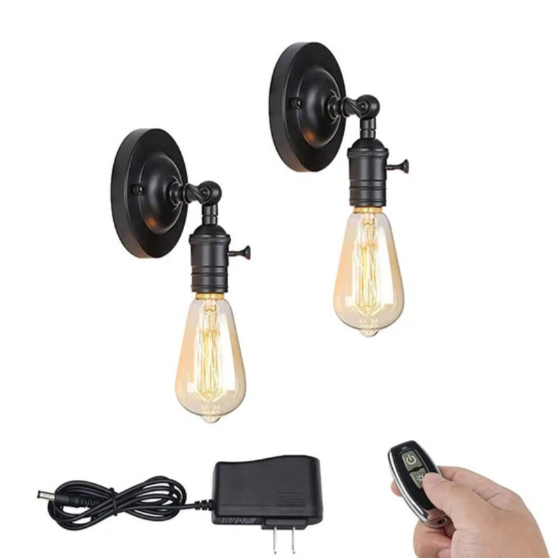 Rechargeable Battery Cordless Wall Sconce  Adjustable Socket with Remote