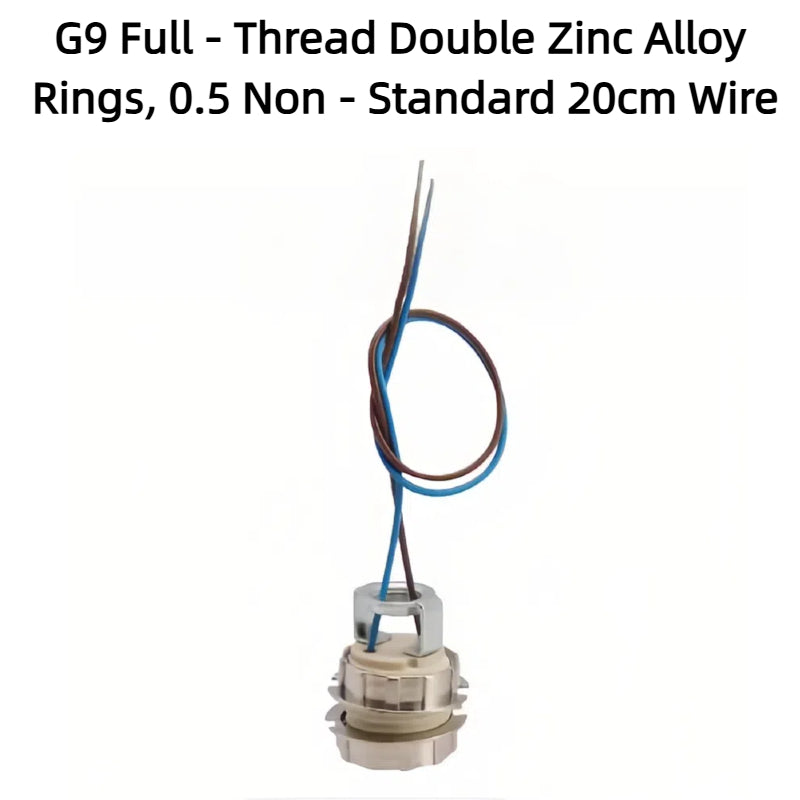 Kiven G9 Full-Thread Smooth Ceramic Lamp Holder with Wire for Chandeliers & Crystal Lights, Aging-Tested, LED Lighting Accessory