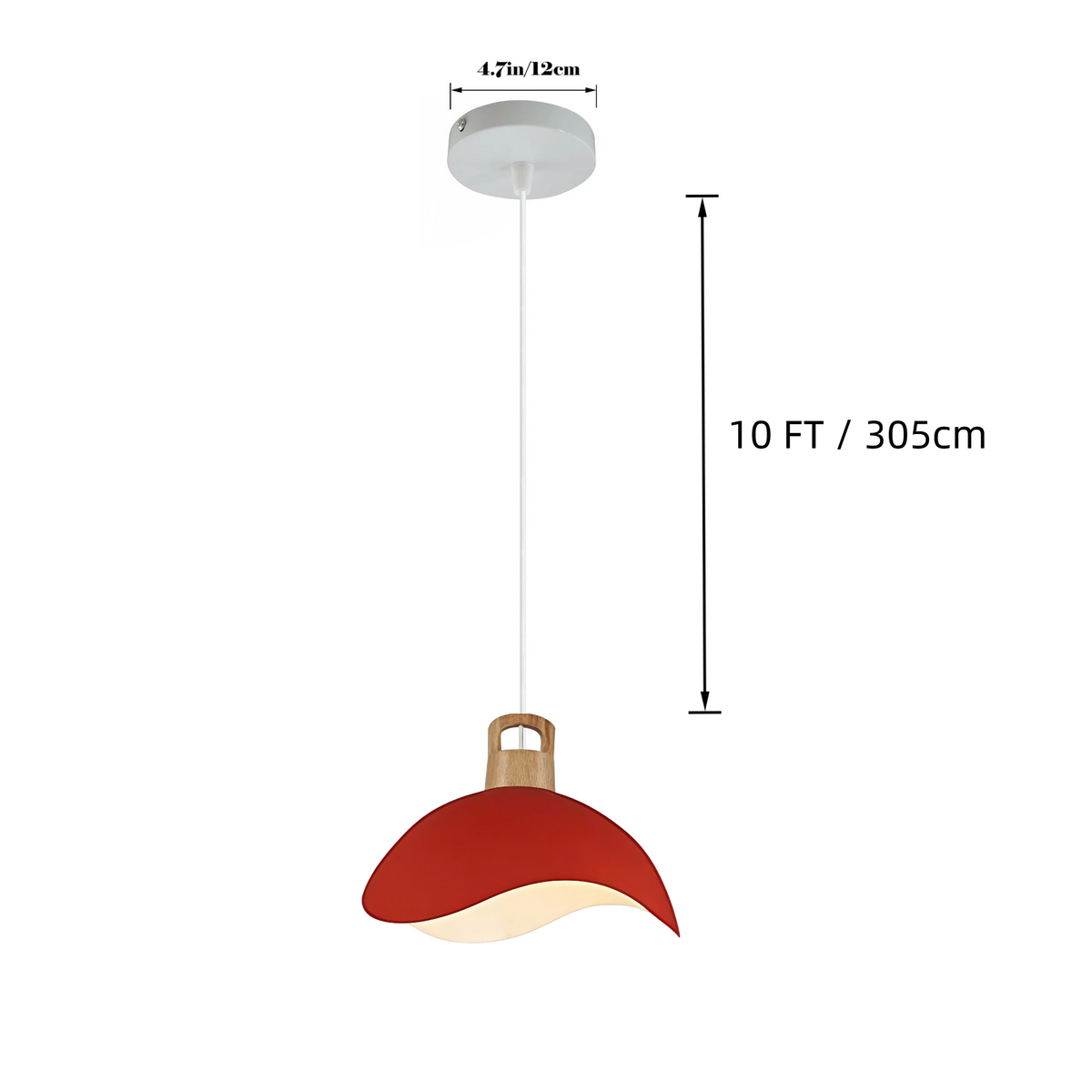 Kiven Pendant Lighting, Modern Pendant Light with Red Iron Shade, for Bedroom Kitchen Home Lighting, 1-Light