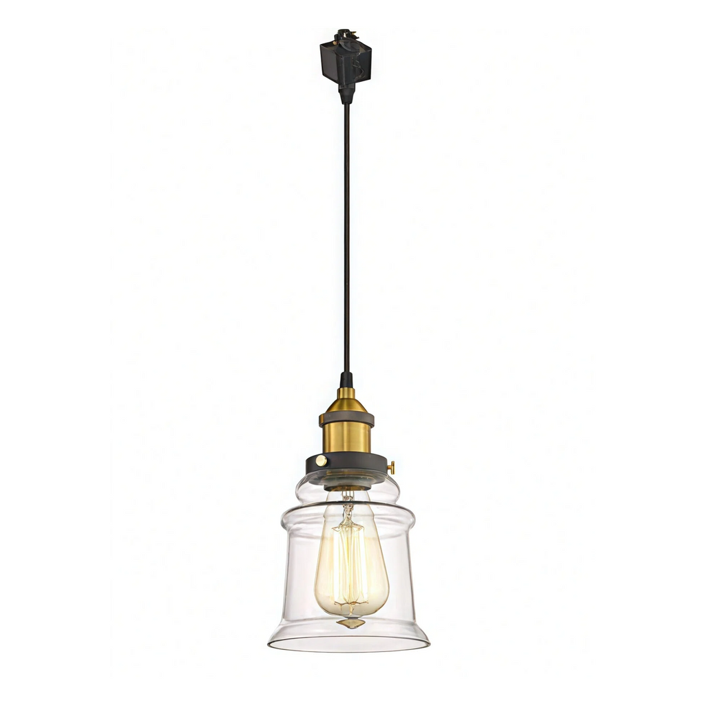 Kiven H/J/L Track Fixtures, Vintage Industrial Pendant Light w/ 5.12" Glass Shade, Dimmable