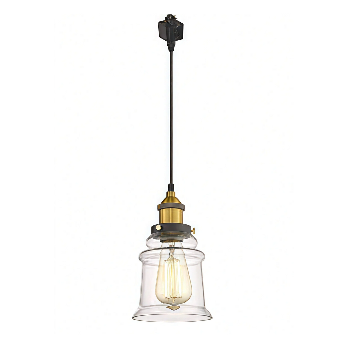 Kiven H/J/L Track Fixtures, Vintage Industrial Pendant Light w/ 5.12" Glass Shade, Dimmable