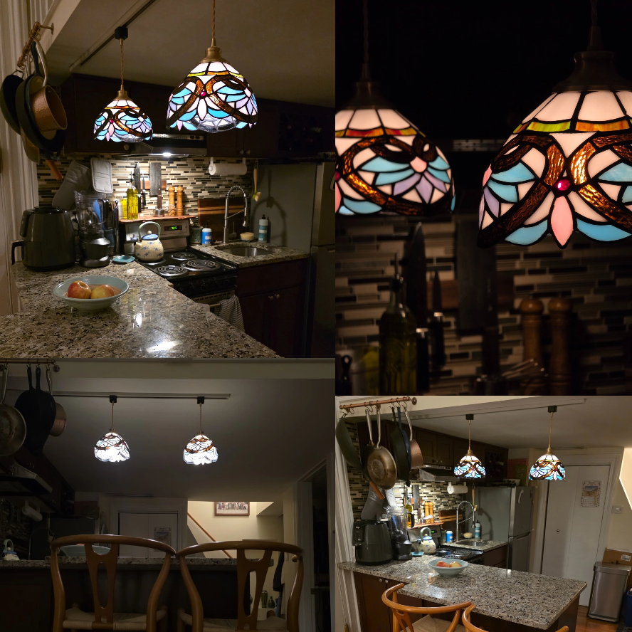 Kiven H-Type Track Lighting Pendants, Tiffany Style h Track Pendant Lights, 1-Light Decorative Track Lighting Fixture for Kitchen Island Hallway,Brown