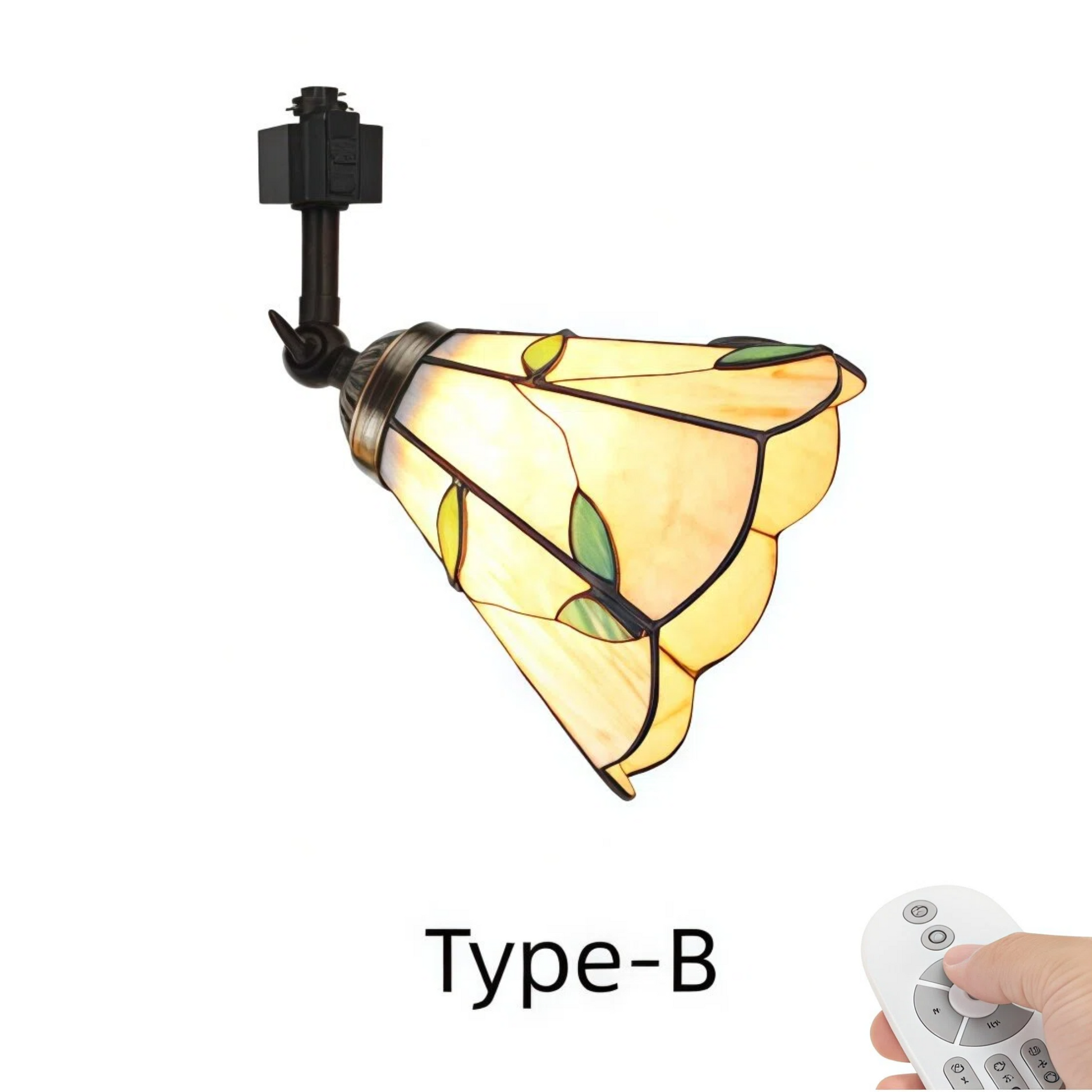 Kiven Dimmable H-Type Track Head Lighting Adjustable Angle Tiffany Ceiling Light Colorful Dragonfly Glass Shade Handmade Track Light Fixture for Gallery Mirror Front(No Track)