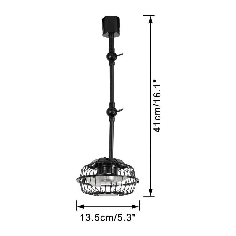 H Track Mounted Ceiling Black Fan Adjustable Angle 16.1 Inches Height For Home Indoors Plants Growing