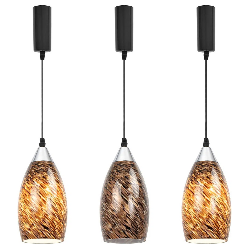 Kiven H-Type Track Lighting Pendants Adjustable Height,Farmhouse h Track Pendant Lights with Brown Glass Lampshade,Decorative Track Lighting Fixture for Kitchen Island Hallway, 3-Light