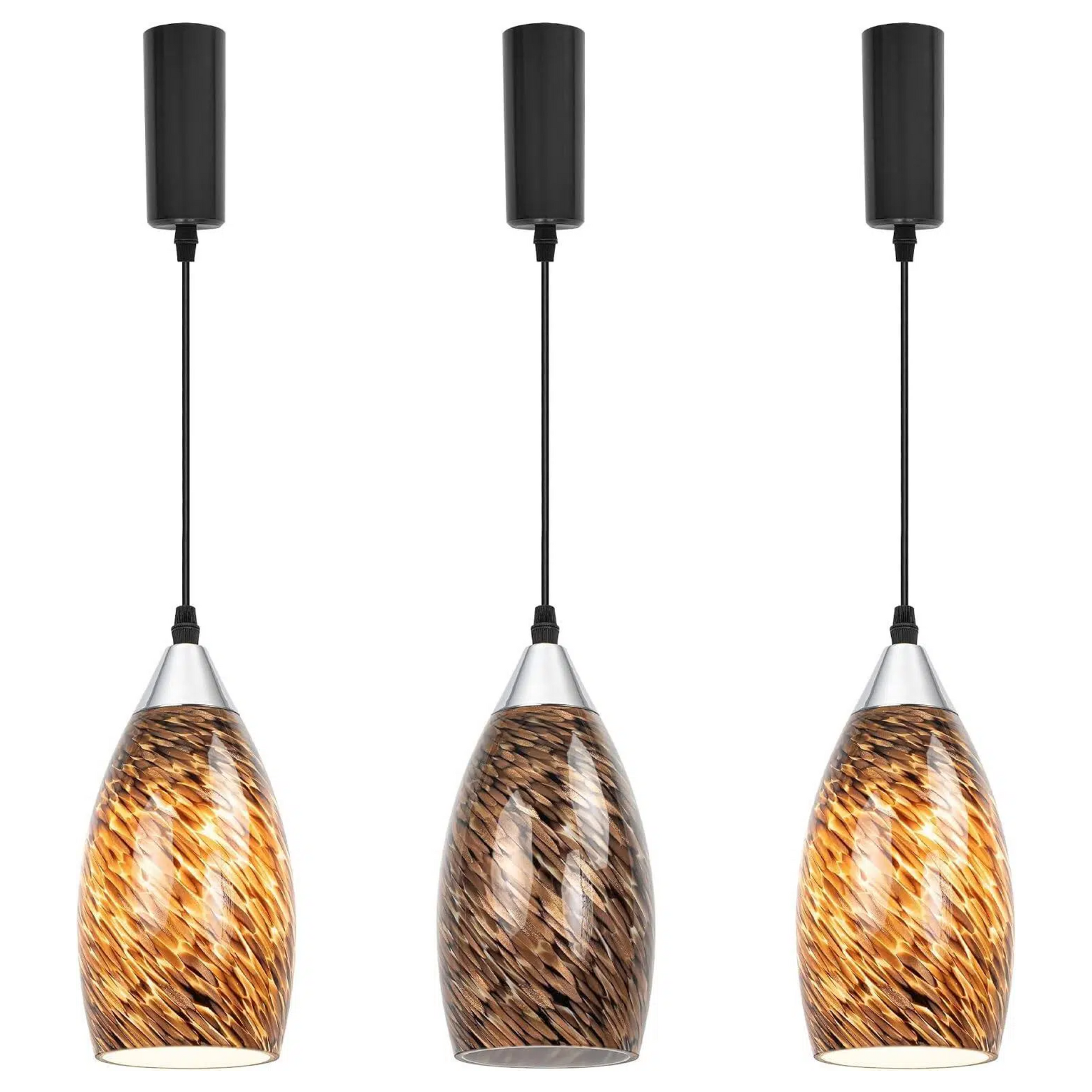 Kiven H-Type Track Lighting Pendants Adjustable Height,Farmhouse h Track Pendant Lights with Brown Glass Lampshade,Decorative Track Lighting Fixture for Kitchen Island Hallway, 3-Light