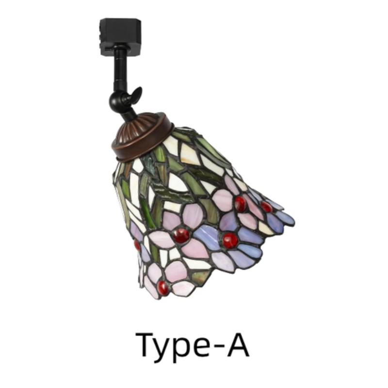 Kiven Dimmable H-Type Track Head Lighting Adjustable Angle Tiffany Ceiling Light Colorful Dragonfly Glass Shade Handmade Track Light Fixture for Gallery Mirror Front(No Track)