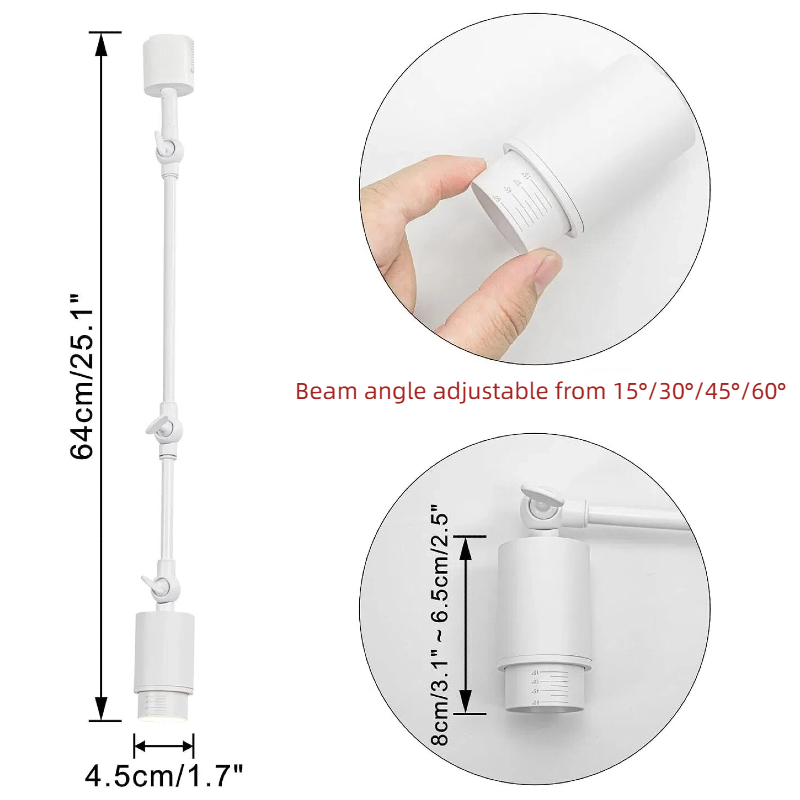 Modern Adjustable Extension Arm Track Light with Kiven Remote - Dimmable & Color Changing (3000K-6500K), Swing Arm Spotlights for Kitchen, Gallery & Cafe, 1/3 PCS