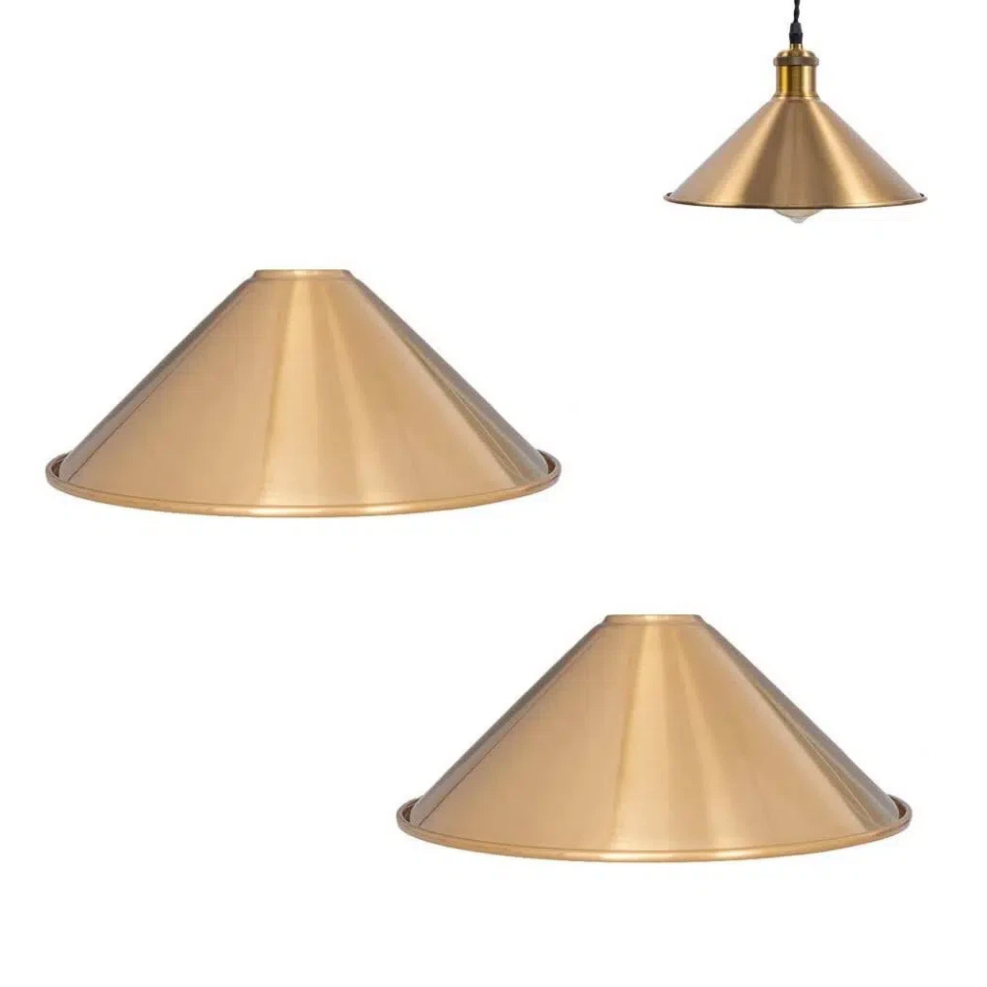 4-Pack 10.2" Industrial Vintage Metal Bulb Guard Iron Gold Cone Shade E26 Base DIY Light Shade Decorative Replacement Lamp Shade for Pendant Light Table Lamp Wall lamp Wall Sconce