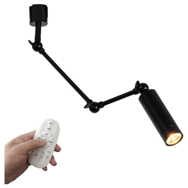 Kiven Remote Control LED L Track Lighting, Dimmable Spot Light with Adjustable Long Swing Arm, Modern Black Directional Spotlight for Accent, Gallery, and Home Decor