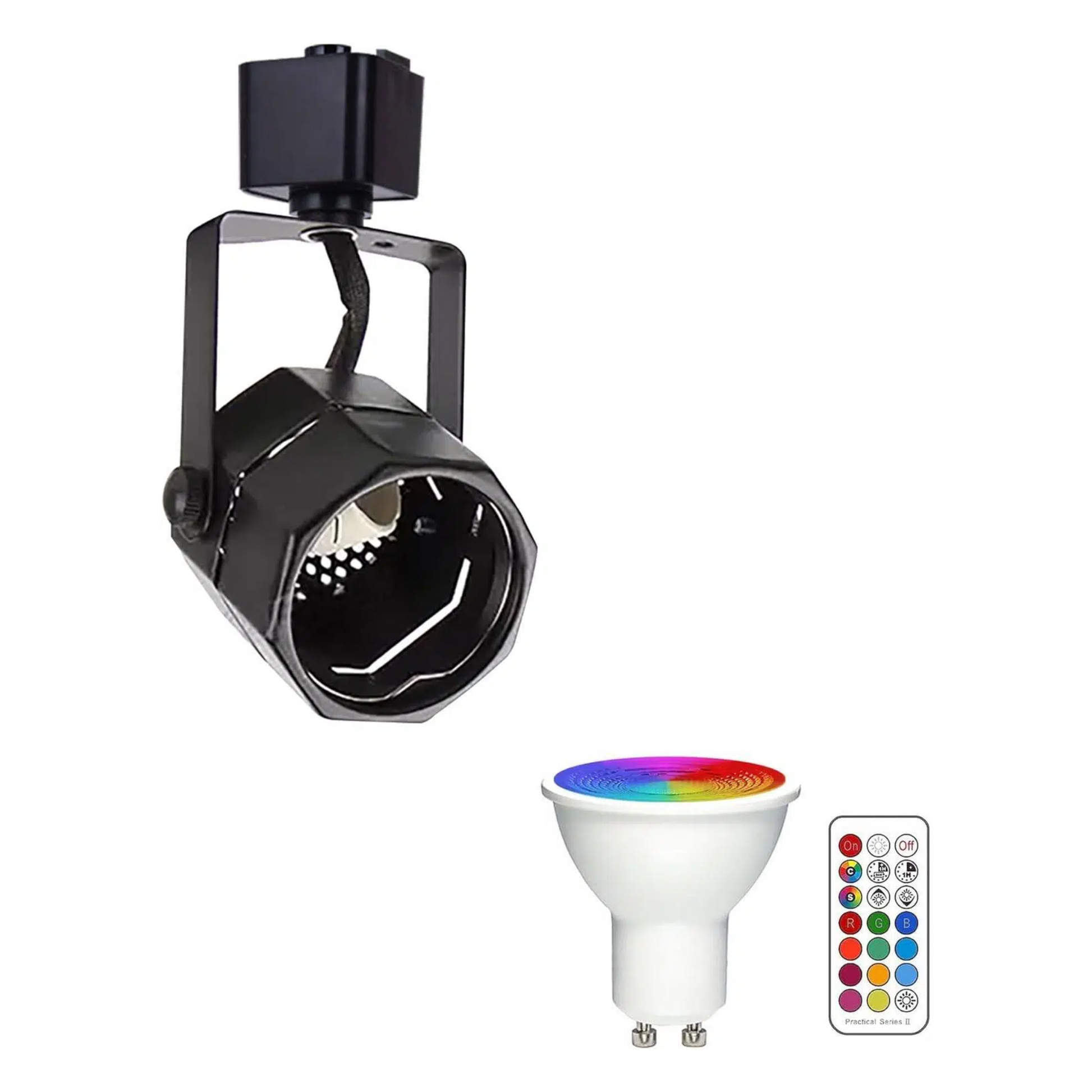 Adjustable H Type Track Light, Octagonal Ceiling Spotlighting Remote Control, Color Changing RGB White GU10 Timer Bulb Mini Lights Track Mounted for Kitchen Shopwindow Disco Ball