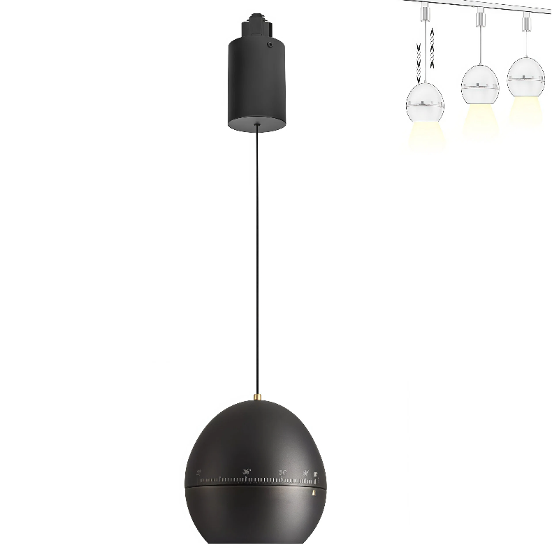 Kiven 7W Zoomable Track Pendant Light H-Type Retractable Lift Droplight with Aluminum Globe Shade Focusable Spotlight Indoor Island Light Adjustable Length Lamp for Decor,Black - 3 Pack