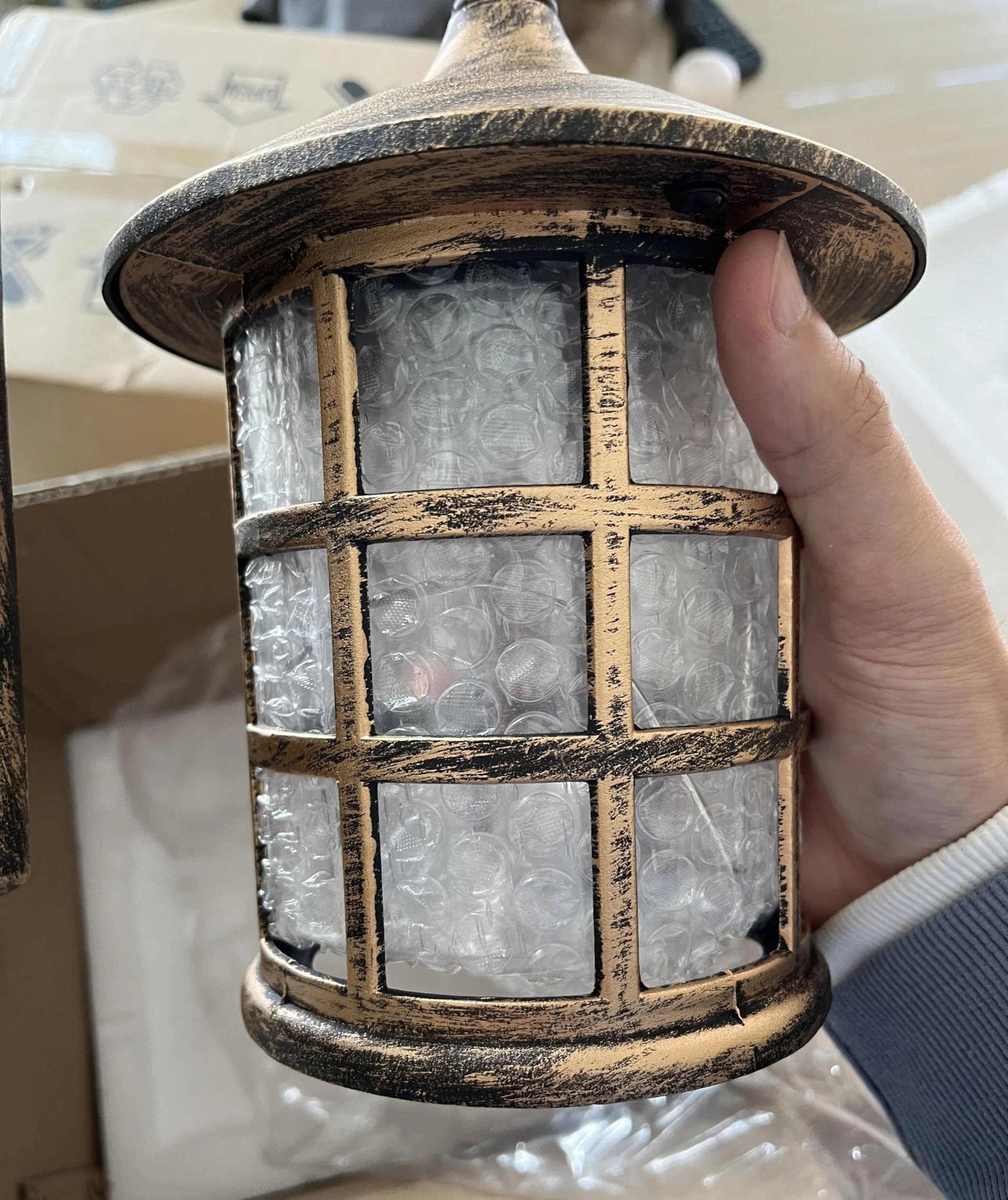 Kiven Waterproof Exterior Outdoor/Indoor Wall Light, Plug-in Wall Mount Lantern Light, Dusk-to-Dawn,Industrial Porch Light for House, Garage, Patio BD1985B