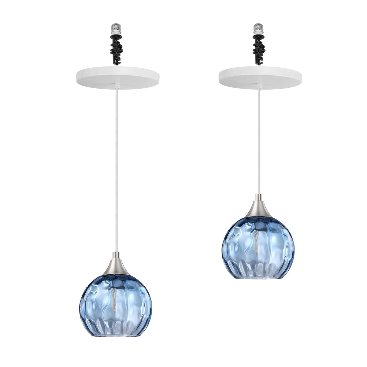 Kiven Instant Light Conversion Kit for 4/5/6 inch Hole,Green Glass Farmhouse Lighting Recessed Can Light Conversion Kit to Pendant with E26 Screw-in Adapter for Kitchen Island Living