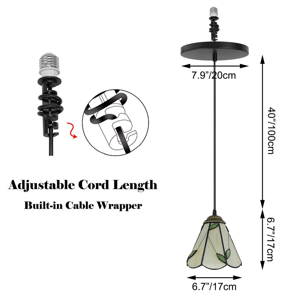 Kiven Instant Light Conversion Kit for 4/5/6inch Hole,Tiffany Style Lighting Recessed Can Light Conversion Kit to Pendant with E26 Screw-in Adapter for Kitchen Island Living