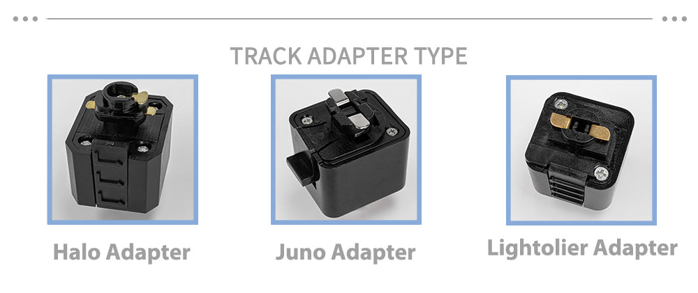 Track light adapters: Halo, Juno, Lightolier in black. Easy install for track lighting fixtures; ideal for home decor.