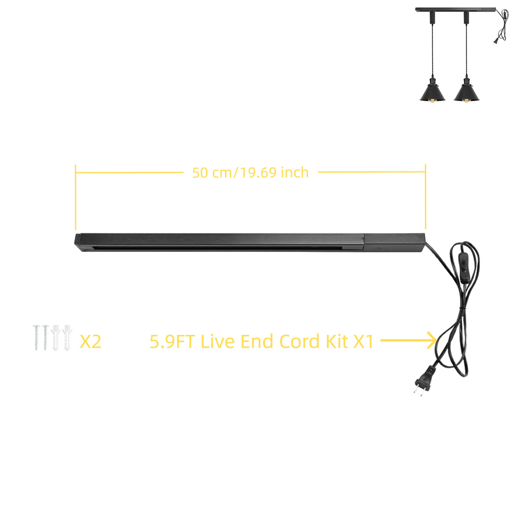H-Type Track System Kit with Industrial Style Pendant Lights, Adjustable Wiring, and Accessories
