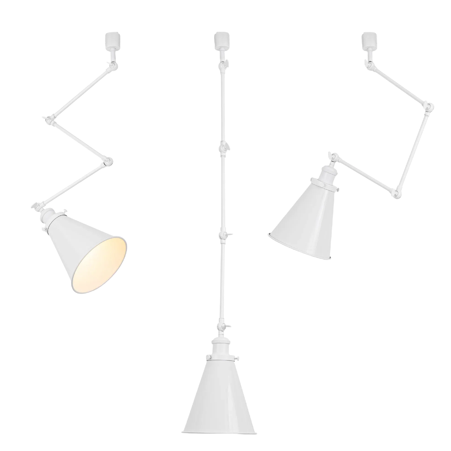 Adjustable Directional Focus White/Black Metal Cone Track Lamp with E26 Base — Vintage Style, Suitable for Kitchen, Living Room, Bedroom