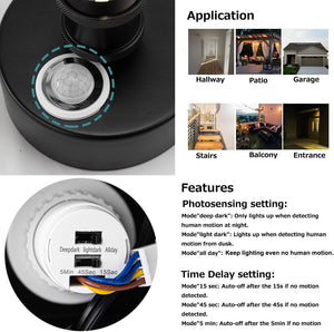 Kiven motion sensor ceiling light with adjustable photosensing and delay settings, suitable for various spaces.